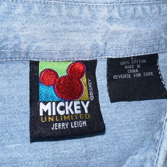 90's Disney Mickey Mouse Vintage Denim‎ Button Down Size: Large - Picture 3 of 5